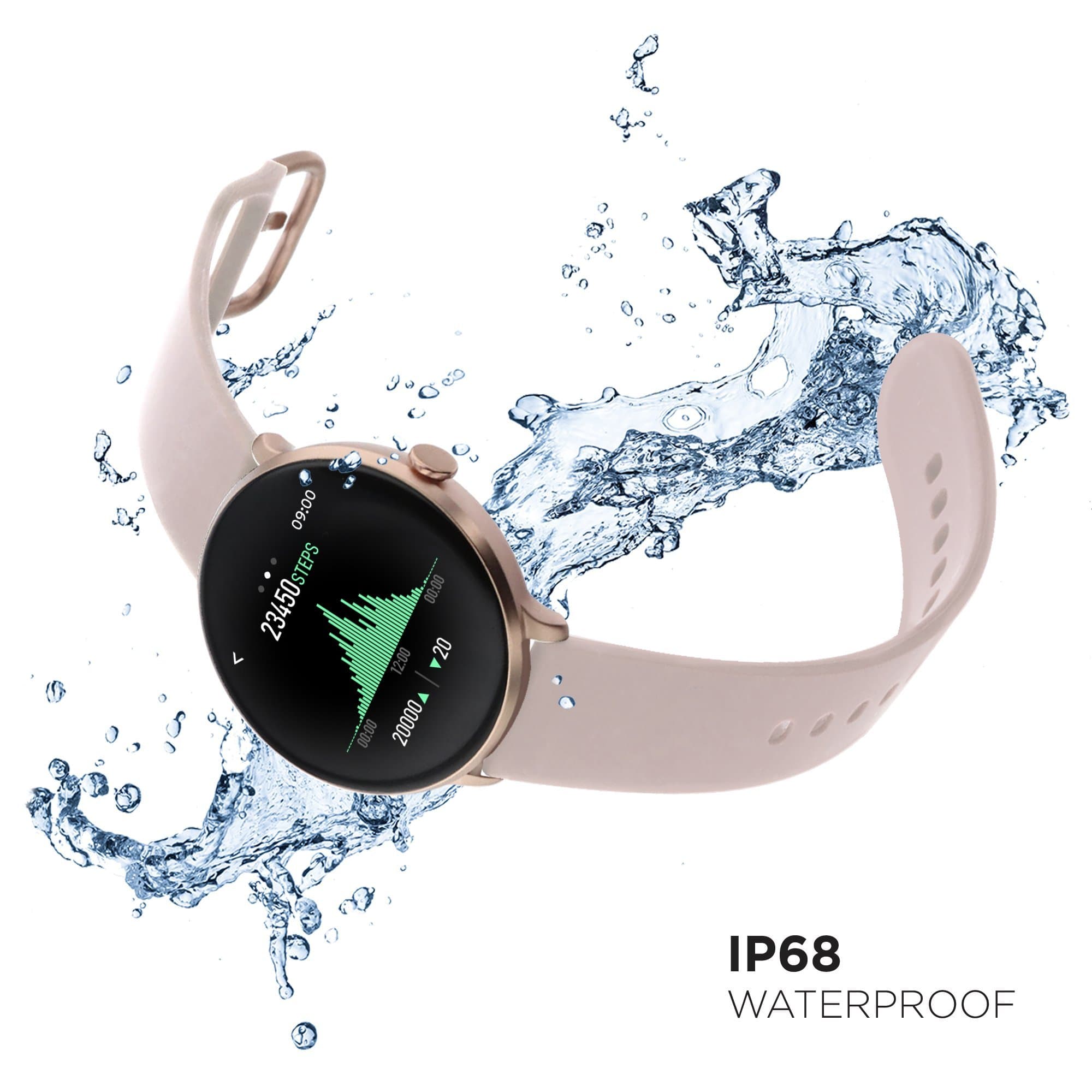 FITPRO Wearables Tech Watch FitTouch Sport Smartwatch: Rose Gold Case with Blush Strap V.2020